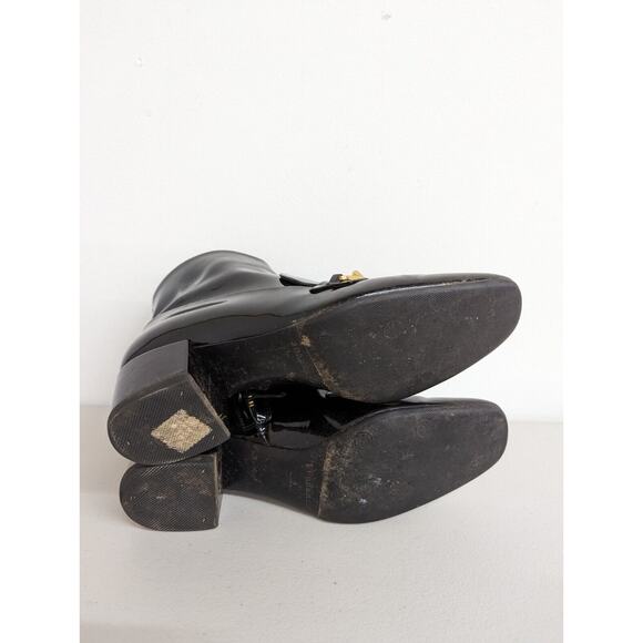 Burberry Chettle Black Patent Leather Link Detail Ankle Bootie Shoe Size Eur 39 - Picture 8 of 9